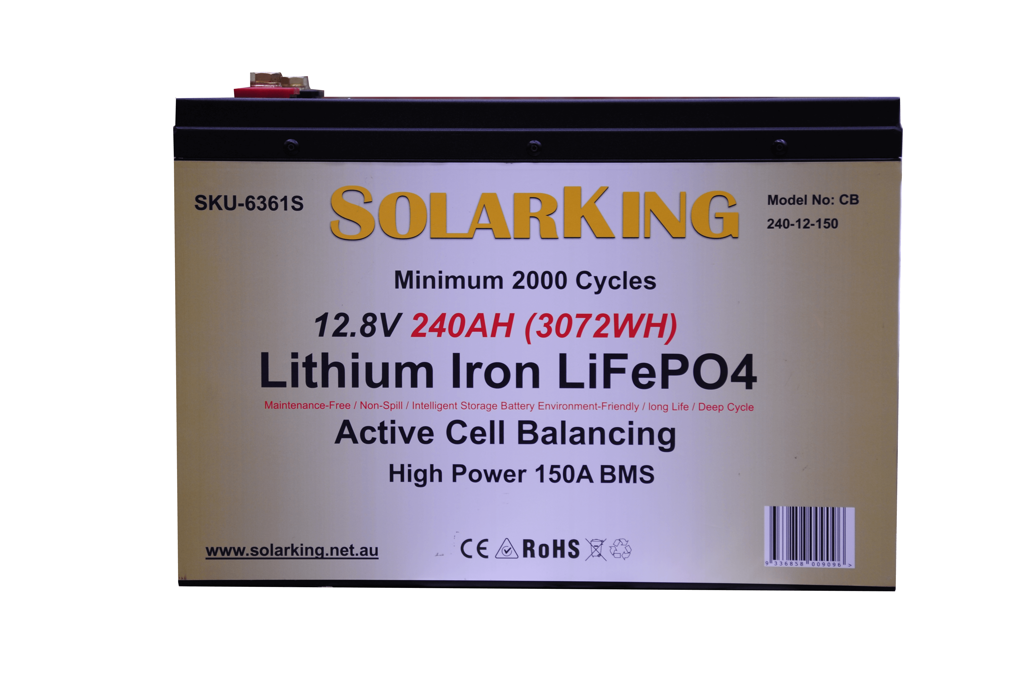 12.8V 240AH  Solarking Lithium Iron Battery Metal Case CB-240-12-150